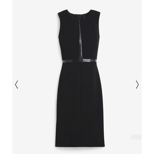 White House Black Market Faux Leather-Trim Black Sheath Dress